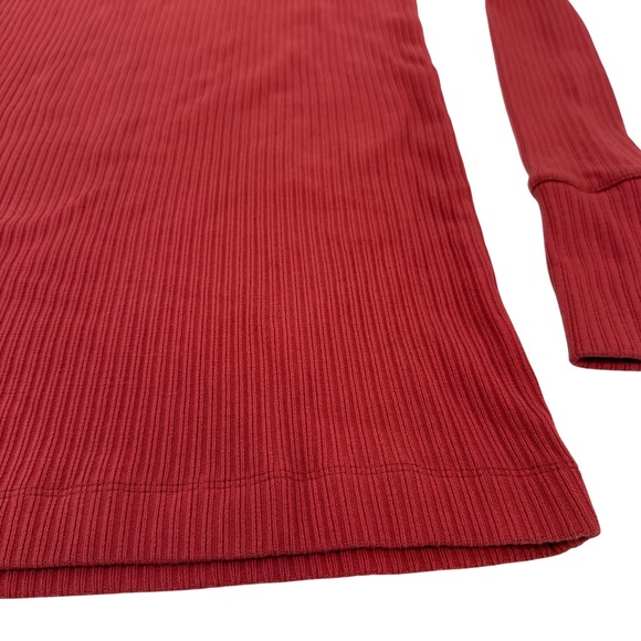 Free People FP Beach Ribbed Long Sleeve V Neck Mini Dress Red Pink Size Small - Picture 6 of 8